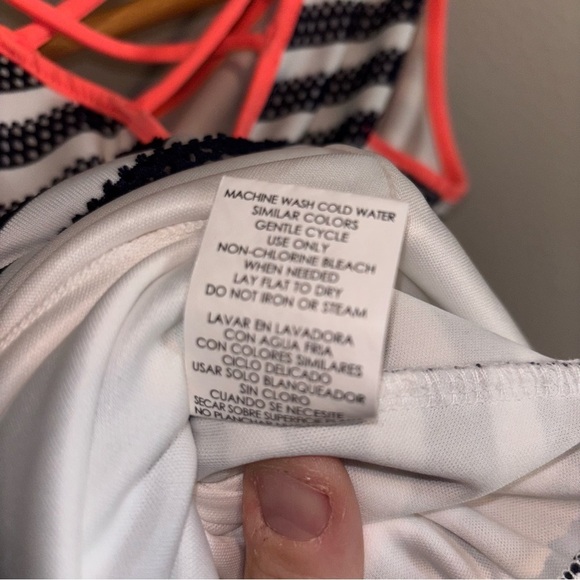 Striped Navy and White Kids Dress with Pink Accents - Picture 5 of 5